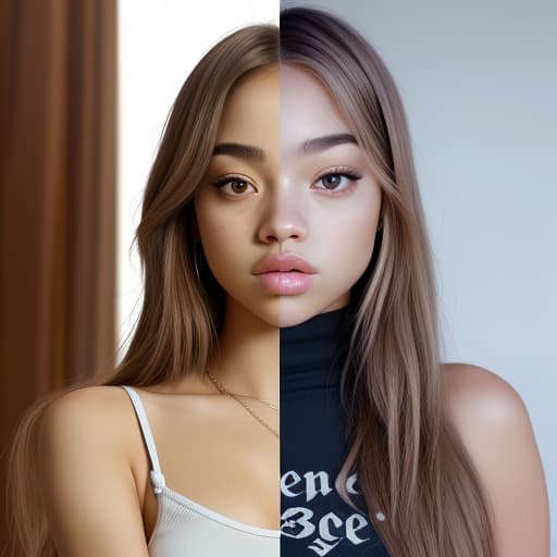  High resolution Charly Jordan and Jennie Kim realistic face, perfect body full body