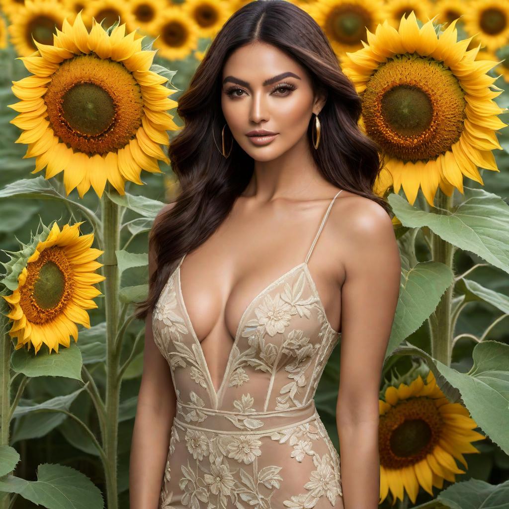  A vibrant, full-bloom sunflower with the text 'Berlinda Gomez’s Sunflower' displayed prominently in a stylish and artistic font. The overall design should be simple yet elegant, focusing on the beauty of the sunflower and the name. hyperrealistic, full body, detailed clothing, highly detailed, cinematic lighting, stunningly beautiful, intricate, sharp focus, f/1. 8, 85mm, (centered image composition), (professionally color graded), ((bright soft diffused light)), volumetric fog, trending on instagram, trending on tumblr, HDR 4K, 8K