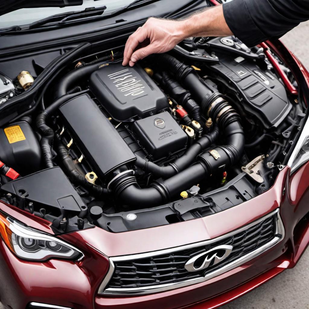  Step-by-step guide on how to access the coil packs on a 2017 Infiniti Q50: 1. Preparation: - Ensure the engine is cool. - Disconnect the negative battery terminal to avoid any electrical mishap. 2. Remove the Engine Cover: - The 2017 Infiniti Q50 has an engine cover that needs to be removed. This cover usually has clips or bolts which can be removed using the appropriate tools. - Keep all screws and clips in a safe place to avoid losing them. 3. Locate the Ignition Coils: - The ignition coils are located on top of each cylinder of the engine. Each coil pack will have an electrical connector and a retaining bolt. 4. Disconnect Electrical Connectors: - Carefully disconnect the electrical connectors from the ignition coils. This usually in hyperrealistic, full body, detailed clothing, highly detailed, cinematic lighting, stunningly beautiful, intricate, sharp focus, f/1. 8, 85mm, (centered image composition), (professionally color graded), ((bright soft diffused light)), volumetric fog, trending on instagram, trending on tumblr, HDR 4K, 8K