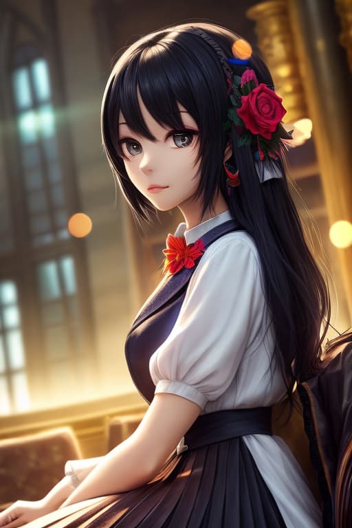  masterpiece, best quality, ultra detailed, ilration, colorful, falt color, depth of field, lens flare,1, anime, sitting, black hair, looking at viewer,, clroom, pleated mini , uniform, serafuku, black , detailed skin texture, detailed cloth texture, beautiful detailed face hyperrealistic, full body, detailed clothing, highly detailed, cinematic lighting, stunningly beautiful, intricate, sharp focus, f/1. 8, 85mm, (centered image composition), (professionally color graded), ((bright soft diffused light)), volumetric fog, trending on instagram, trending on tumblr, HDR 4K, 8K