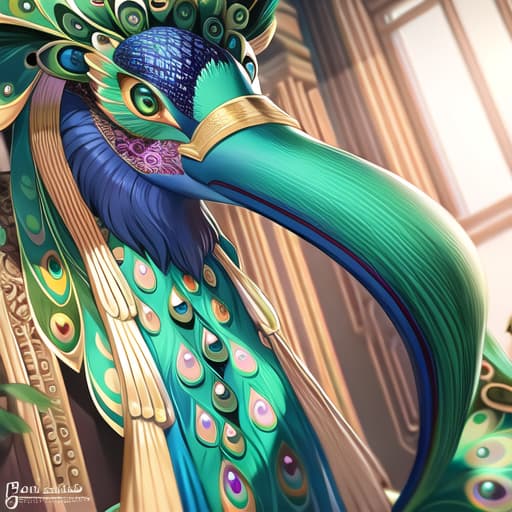  master piece , best quality,Peacock Anthropomorphism