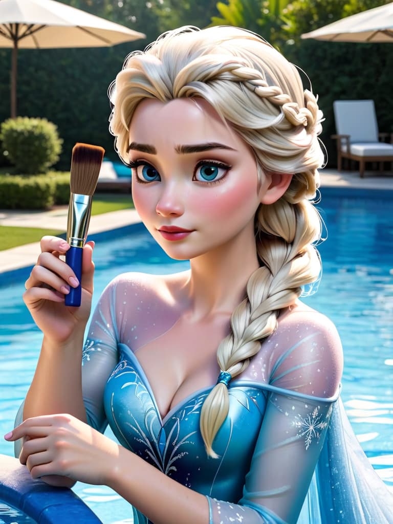  Elsa from frozen mode at a pool getting painted