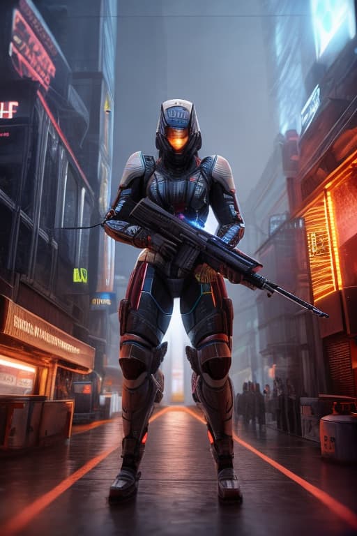  Futuristic rifle for first person game hyperrealistic, full body, detailed clothing, highly detailed, cinematic lighting, stunningly beautiful, intricate, sharp focus, f/1. 8, 85mm, (centered image composition), (professionally color graded), ((bright soft diffused light)), volumetric fog, trending on instagram, trending on tumblr, HDR 4K, 8K