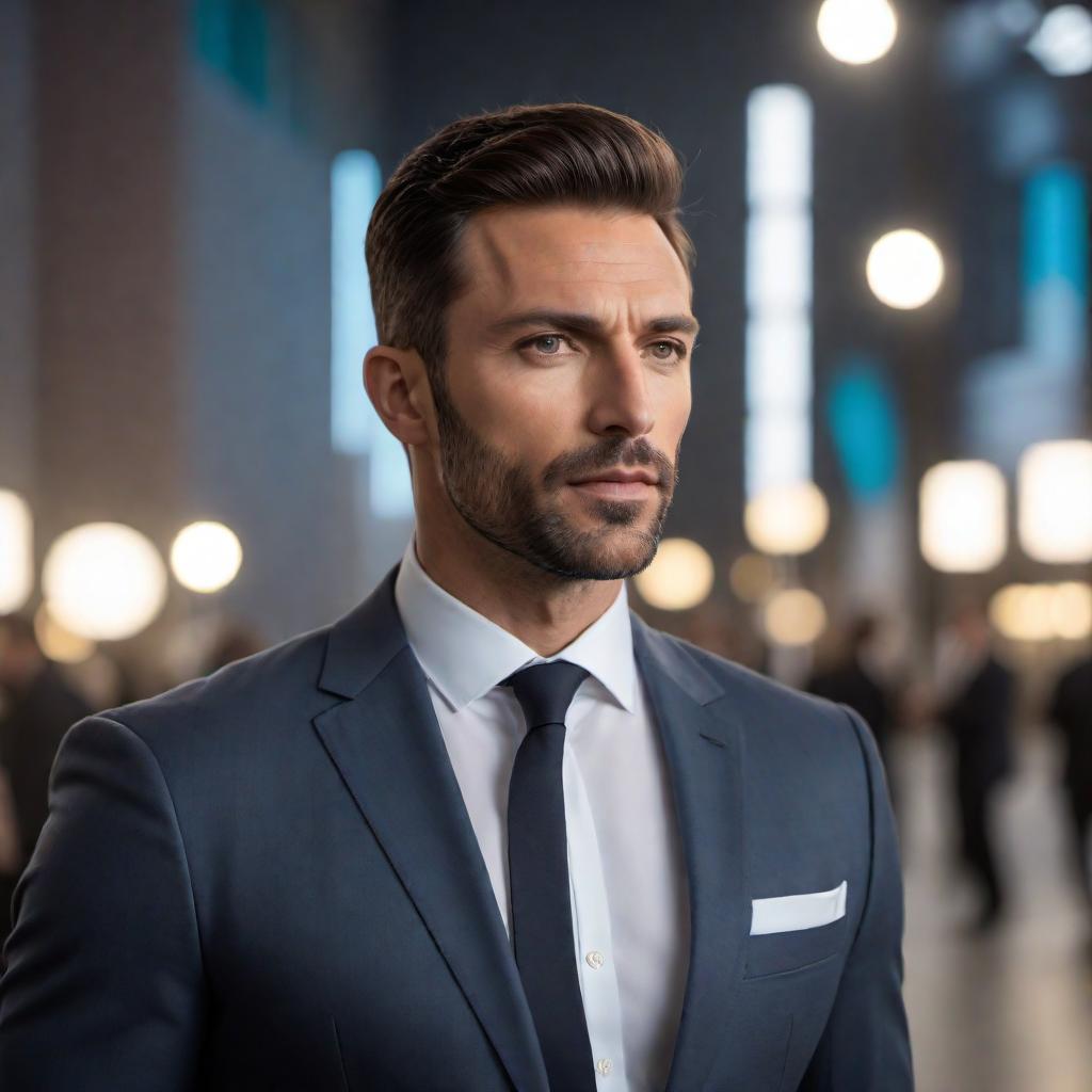  A man looking at the camera as if he's being interviewed, with a focus on his expression and body language. The setting is professional and engaging, capturing the essence of a serious interview. The image should convey a sense of curiosity and attentiveness from the man's perspective. hyperrealistic, full body, detailed clothing, highly detailed, cinematic lighting, stunningly beautiful, intricate, sharp focus, f/1. 8, 85mm, (centered image composition), (professionally color graded), ((bright soft diffused light)), volumetric fog, trending on instagram, trending on tumblr, HDR 4K, 8K