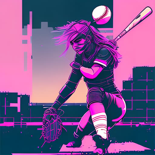 nvinkpunk beautiful Girls playing baseball