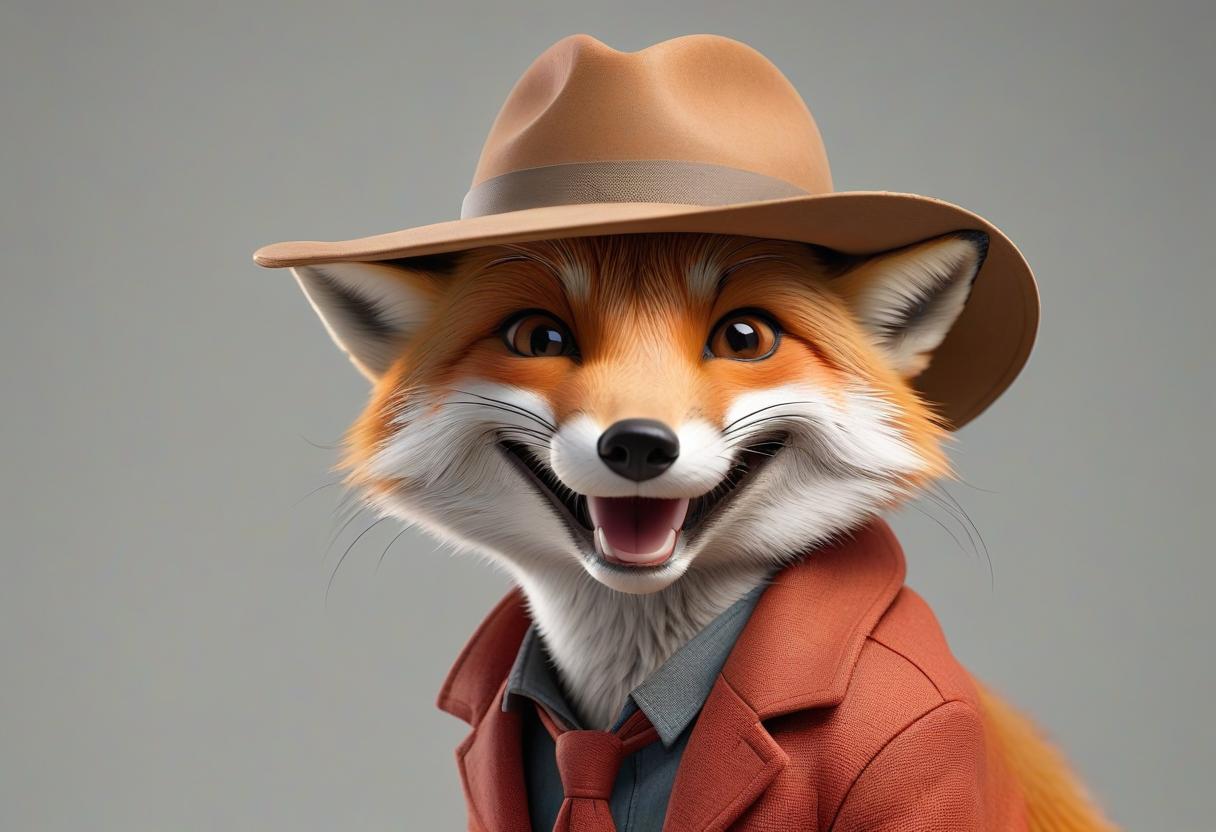  hyperrealistic art Show me a small red fox smiling with a panama hat on his head. . extremely high resolution details, photographic, realism pushed to extreme, fine texture, incredibly lifelike hyperrealistic, full body, detailed clothing, highly detailed, cinematic lighting, stunningly beautiful, intricate, sharp focus, f/1. 8, 85mm, (centered image composition), (professionally color graded), ((bright soft diffused light)), volumetric fog, trending on instagram, trending on tumblr, HDR 4K, 8K