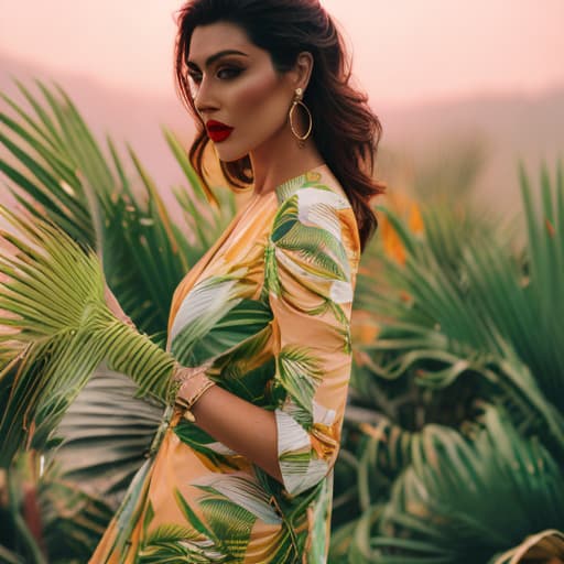 analog style Tropical Paradise hyperrealistic, full body, detailed clothing, highly detailed, cinematic lighting, stunningly beautiful, intricate, sharp focus, f/1. 8, 85mm, (centered image composition), (professionally color graded), ((bright soft diffused light)), volumetric fog, trending on instagram, trending on tumblr, HDR 4K, 8K