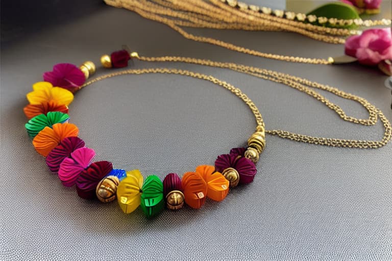  multicolor long necklace with bali flower tones, ancient,unique, delicate, gift,mothersday, vintage jewelry, color in spring summer 2024