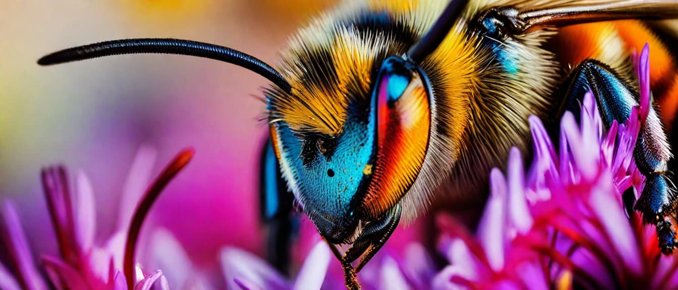  best quality, HD, Abstract Colorful Bee Macro Photography