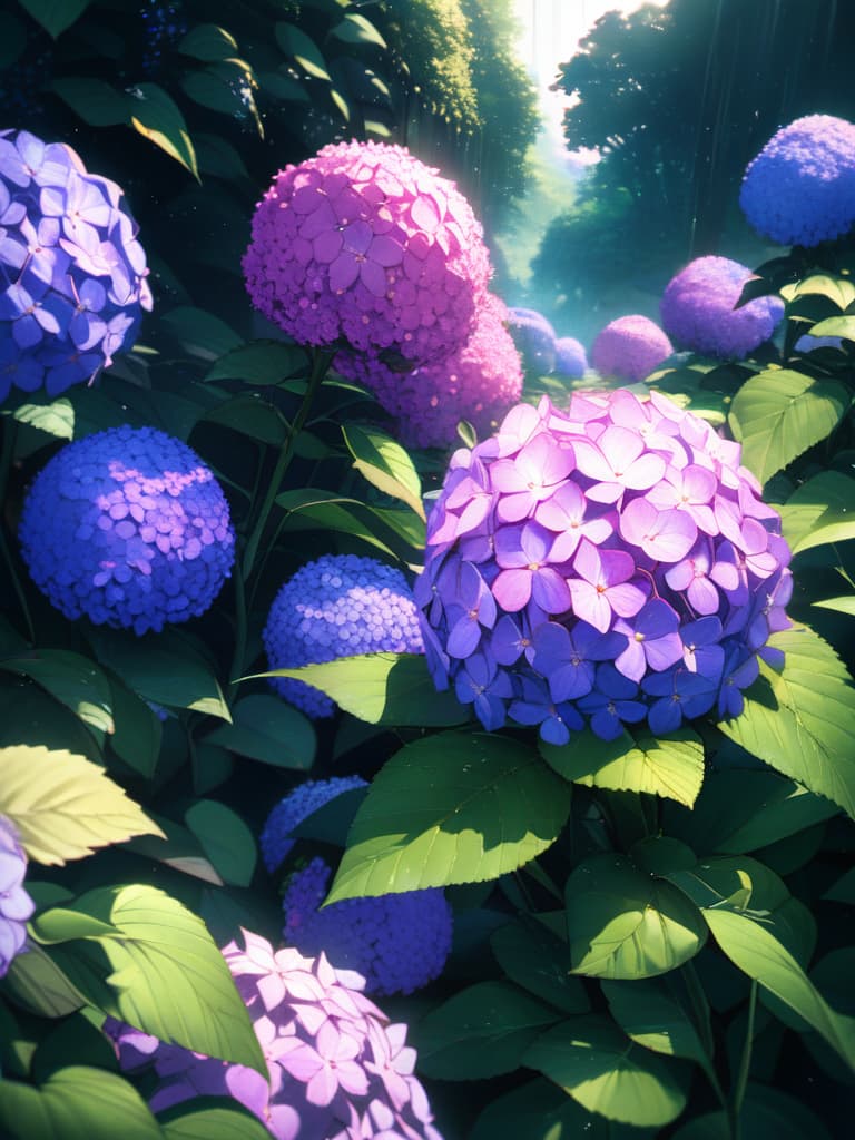  Japanese scenery, hydrangea, masterpiece, best quality,8k,ultra detailed,high resolution,an extremely delicate and beautiful,hyper detail