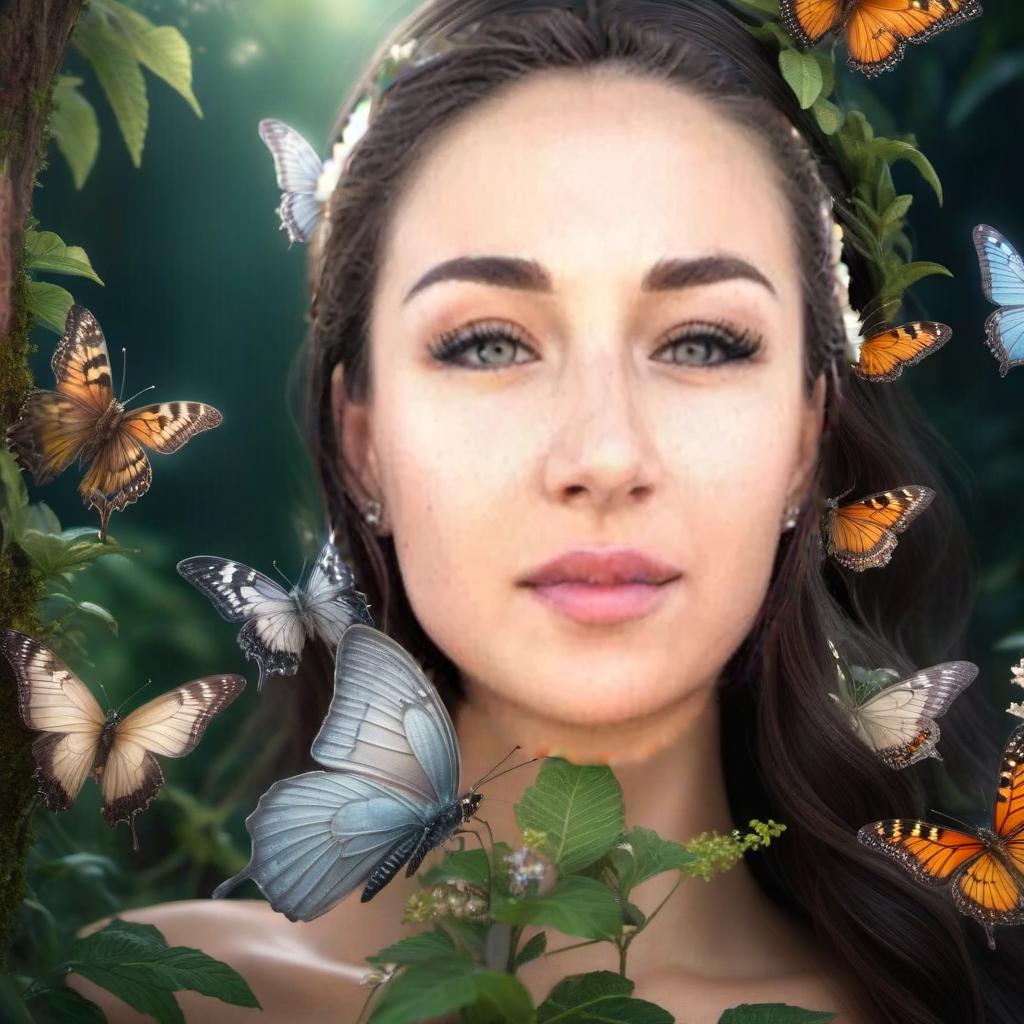  Trees, fairies, butterflies, flowers hyperrealistic, full body, detailed clothing, highly detailed, cinematic lighting, stunningly beautiful, intricate, sharp focus, f/1. 8, 85mm, (centered image composition), (professionally color graded), ((bright soft diffused light)), volumetric fog, trending on instagram, trending on tumblr, HDR 4K, 8K