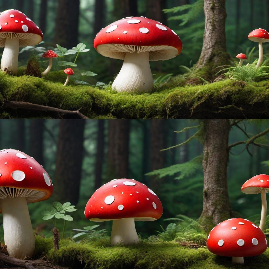  Create an image of a red mushroom inspired by the Super Mario Bros game. The mushroom should be vibrant red with white spots on the cap, resembling the iconic mushroom power-up from the game. hyperrealistic, full body, detailed clothing, highly detailed, cinematic lighting, stunningly beautiful, intricate, sharp focus, f/1. 8, 85mm, (centered image composition), (professionally color graded), ((bright soft diffused light)), volumetric fog, trending on instagram, trending on tumblr, HDR 4K, 8K