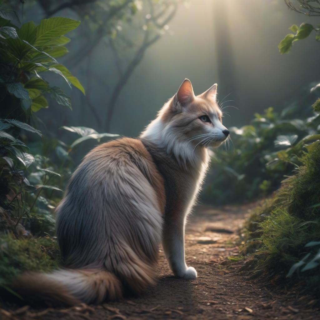  Karma's tail hyperrealistic, full body, detailed clothing, highly detailed, cinematic lighting, stunningly beautiful, intricate, sharp focus, f/1. 8, 85mm, (centered image composition), (professionally color graded), ((bright soft diffused light)), volumetric fog, trending on instagram, trending on tumblr, HDR 4K, 8K