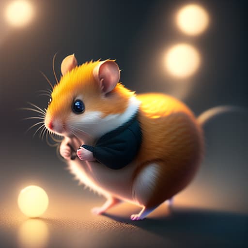  HAMSTER hyperrealistic, full body, detailed clothing, highly detailed, cinematic lighting, stunningly beautiful, intricate, sharp focus, f/1. 8, 85mm, (centered image composition), (professionally color graded), ((bright soft diffused light)), volumetric fog, trending on instagram, trending on tumblr, HDR 4K, 8K