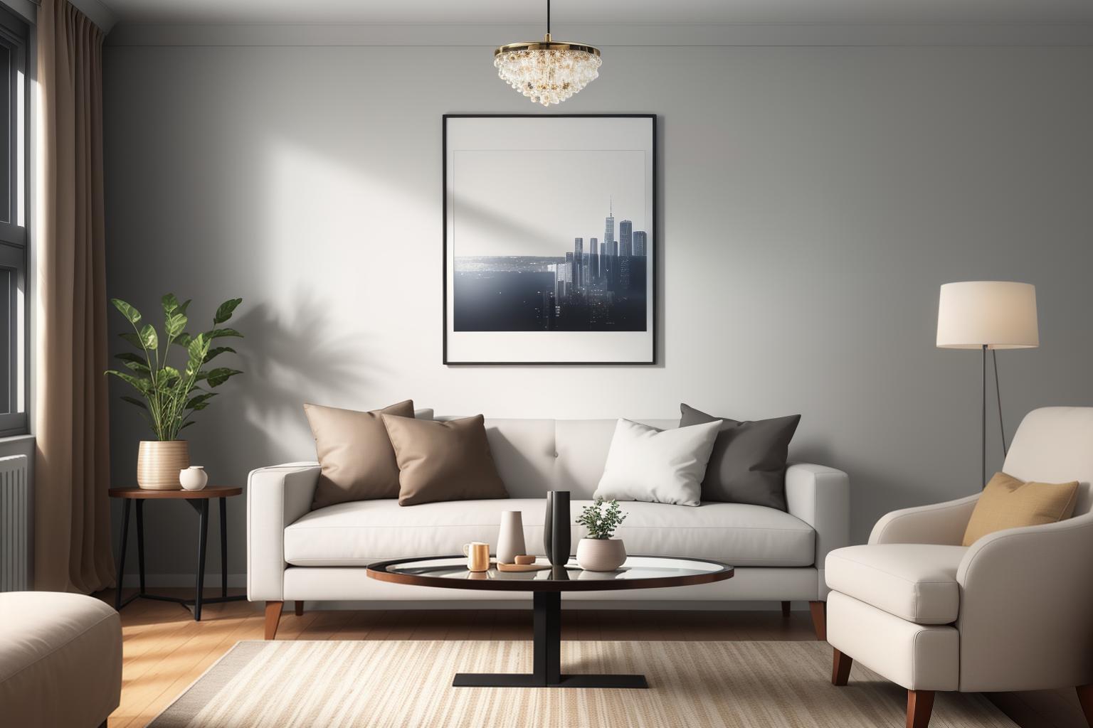  "Closeup of a beautifully decorated living room corner showcasing elegant home decor items on clearance. The scene features a stylish, modern lamp on a sleek wooden side table, next to a plush, textured cushion on a cozy armchair. The background is a softly lit, neutral toned wall with subtle decorative elements that complement the main items without drawing attention away. The image is highly detailed, realistic, and rendered in 4K resolution, with a warm, inviting mood. The style is contemporary with a touch of minimalism, ensuring the focus remains on the high quality decor pieces."Ensure no face,leg,hand or eye defomities.Ensure all images are clear, detailed, contains no text and no deformities. realistic, highly detailed, photorealist hyperrealistic, full body, detailed clothing, highly detailed, cinematic lighting, stunningly beautiful, intricate, sharp focus, f/1. 8, 85mm, (centered image composition), (professionally color graded), ((bright soft diffused light)), volumetric fog, trending on instagram, trending on tumblr, HDR 4K, 8K