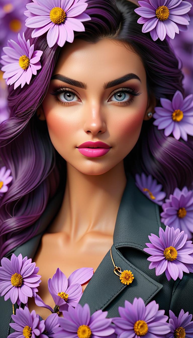  Professional 3D model of A purple flowers a lot of flowers . Rendered with Octane, the model is highly detailed,dramatic lighting. hyperrealistic, full body, detailed clothing, highly detailed, cinematic lighting, stunningly beautiful, intricate, sharp focus, f/1. 8, 85mm, (centered image composition), (professionally color graded), ((bright soft diffused light)), volumetric fog, trending on instagram, trending on tumblr, HDR 4K, 8K