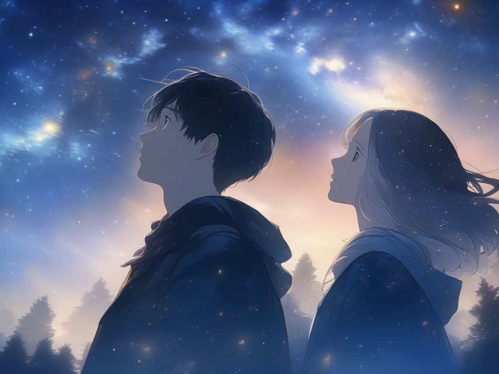  Two people, starry sky, falling, masterpiece, best quality,8k,ultra detailed,high resolution,an extremely delicate and beautiful,hyper detail