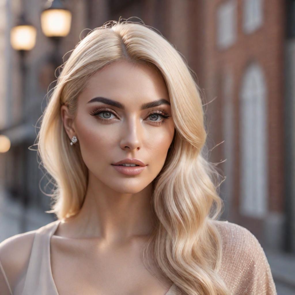  a person with blonde hair instead of the original hair color in the provided image, capturing the same style and context. hyperrealistic, full body, detailed clothing, highly detailed, cinematic lighting, stunningly beautiful, intricate, sharp focus, f/1. 8, 85mm, (centered image composition), (professionally color graded), ((bright soft diffused light)), volumetric fog, trending on instagram, trending on tumblr, HDR 4K, 8K