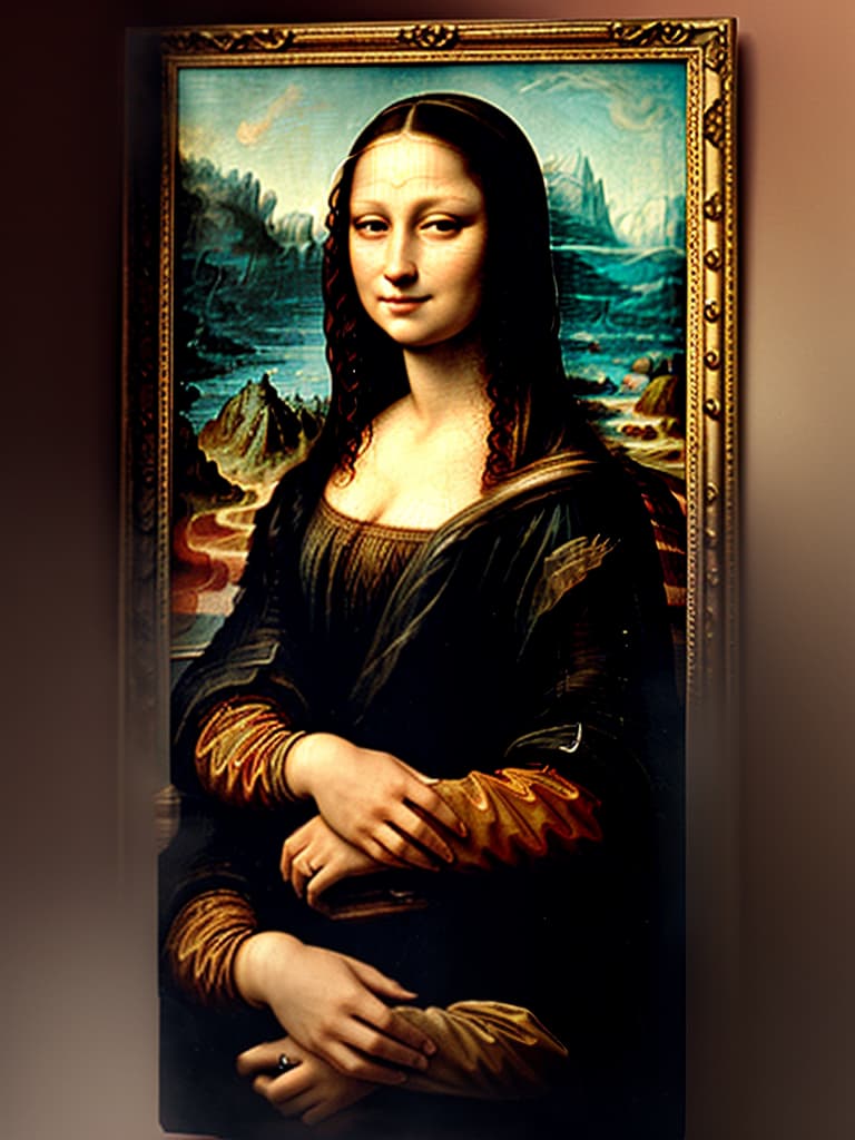  the mona lisa sleeping <lora:SDXLPaintSplash:0.7> Colorsplash hyperrealistic, full body, detailed clothing, highly detailed, cinematic lighting, stunningly beautiful, intricate, sharp focus, f/1. 8, 85mm, (centered image composition), (professionally color graded), ((bright soft diffused light)), volumetric fog, trending on instagram, trending on tumblr, HDR 4K, 8K