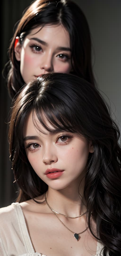  Best quality, masterpiece, ultra high res, (photorealistic:1.4), raw photo, (detail face:1.3), (realistic skin), deep shadow, dramatic lighting, fashionable, semi-long hair, black hair, natural waves, bangs, big eyes, high nose, front teeth, lipstick, charming, bright, mood maker, hardworking, natural, deep shadow, dramatic lighting, portrait, portrait size, unedited, symmetrical balance