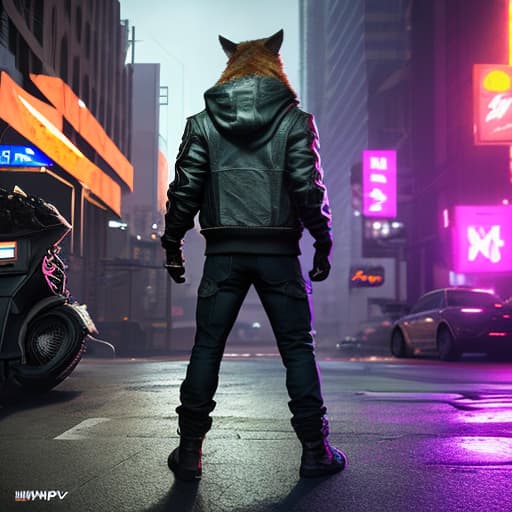 nvinkpunk Fox wearing varsity jacket hyperrealistic, full body, detailed clothing, highly detailed, cinematic lighting, stunningly beautiful, intricate, sharp focus, f/1. 8, 85mm, (centered image composition), (professionally color graded), ((bright soft diffused light)), volumetric fog, trending on instagram, trending on tumblr, HDR 4K, 8K