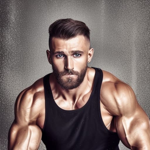 portrait+ style Russian queer fitness model brunette hunk dilf dude face