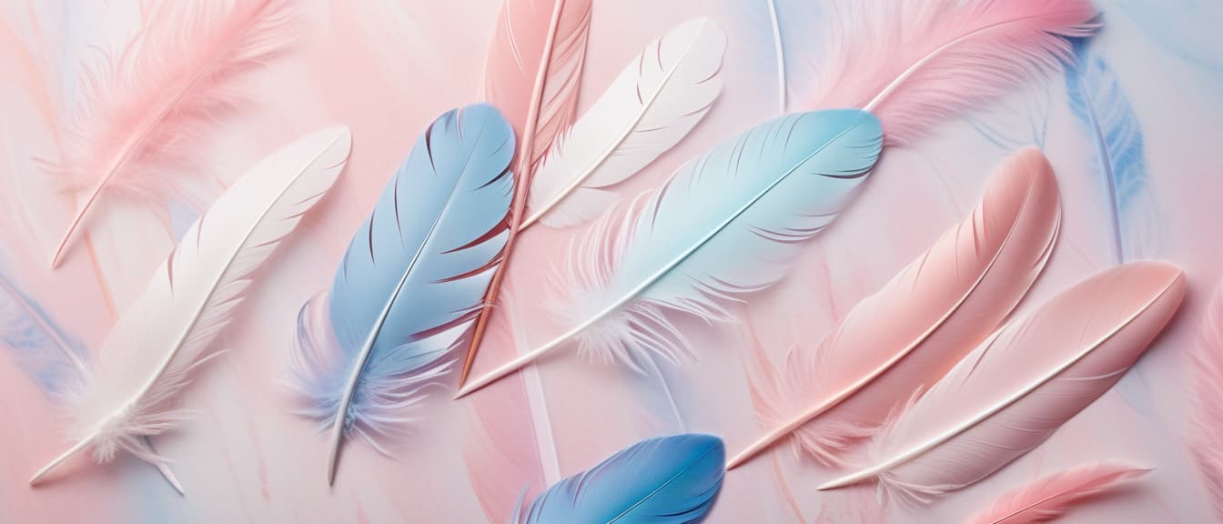  Macro Photography, Soft pastel marbled background with delicate feathers in shades of pink and blue. Gentle, airy abstract design with copy space., close up, macro 100mm, macro photography