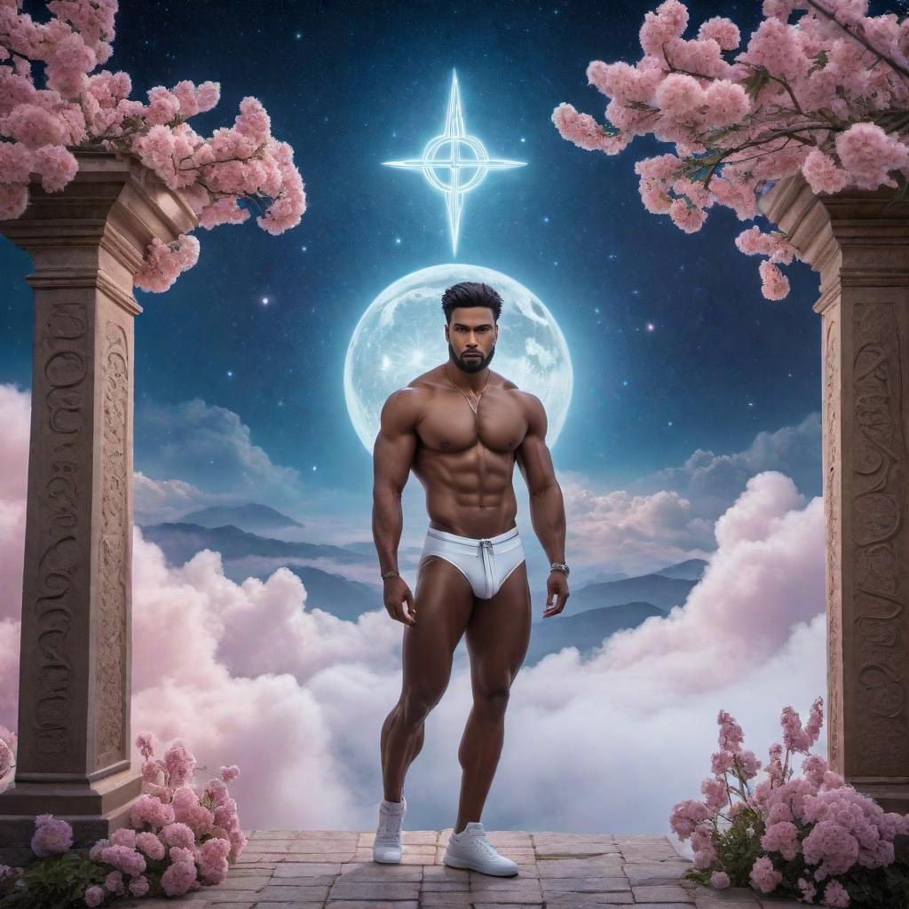  A male Gemini in a fantasy lofi style, featuring the zodiac sign of a man. Incorporate twin symbols associated with Gemini, in a tranquil, whimsical setting with a dreamy night sky overhead, soft pastel hues, and mystical, celestial accents. hyperrealistic, full body, detailed clothing, highly detailed, cinematic lighting, stunningly beautiful, intricate, sharp focus, f/1. 8, 85mm, (centered image composition), (professionally color graded), ((bright soft diffused light)), volumetric fog, trending on instagram, trending on tumblr, HDR 4K, 8K