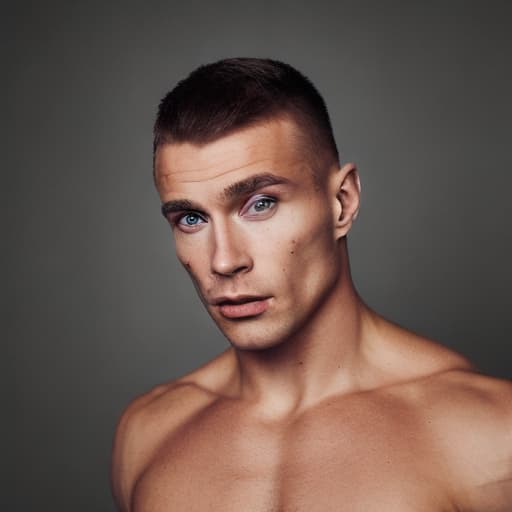 portrait+ style Russian queer gymnast blonde hunk dilf dude face