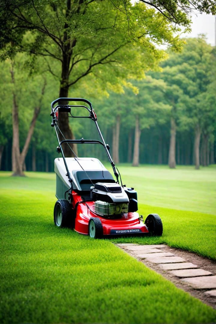  A realistic photograph of a man mowing a beautiful lawn with a regular lawnmower. It's a sunny summer day with bright skies, green grass and beautiful nature. The photograph must be of high quality and have deep detail. hyperrealistic, full body, detailed clothing, highly detailed, cinematic lighting, stunningly beautiful, intricate, sharp focus, f/1. 8, 85mm, (centered image composition), (professionally color graded), ((bright soft diffused light)), volumetric fog, trending on instagram, trending on tumblr, HDR 4K, 8K