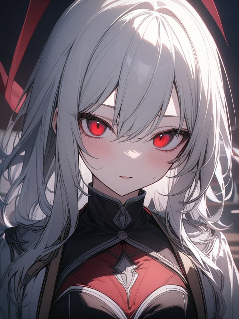  Vampires, red eyes, white hair, masterpiece, best quality,8k,ultra detailed,high resolution,an extremely delicate and beautiful,hyper detail