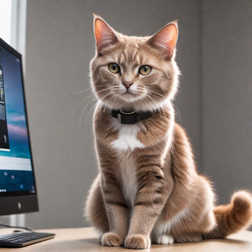  A funny meme showing a cat sitting in front of a PC, looking surprised. The caption reads: 'When you find out that your human has an entire Instagram dedicated to your naps'. The cat has a comically perplexed look as it stares intensely at the screen. hyperrealistic, full body, detailed clothing, highly detailed, cinematic lighting, stunningly beautiful, intricate, sharp focus, f/1. 8, 85mm, (centered image composition), (professionally color graded), ((bright soft diffused light)), volumetric fog, trending on instagram, trending on tumblr, HDR 4K, 8K