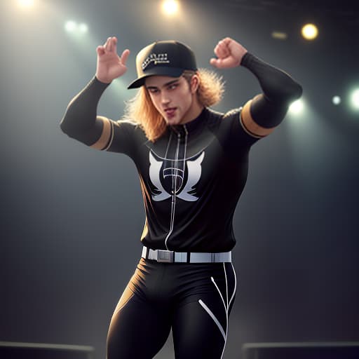  A cat, in a sports black costume, wearing a baseball cap, stands on the stage holding a microphone. He raised his right hand high above his head, and in his left hand he held the microphone near his mouth. Around him, ecstatic people. hyperrealistic, full body, detailed clothing, highly detailed, cinematic lighting, stunningly beautiful, intricate, sharp focus, f/1. 8, 85mm, (centered image composition), (professionally color graded), ((bright soft diffused light)), volumetric fog, trending on instagram, trending on tumblr, HDR 4K, 8K