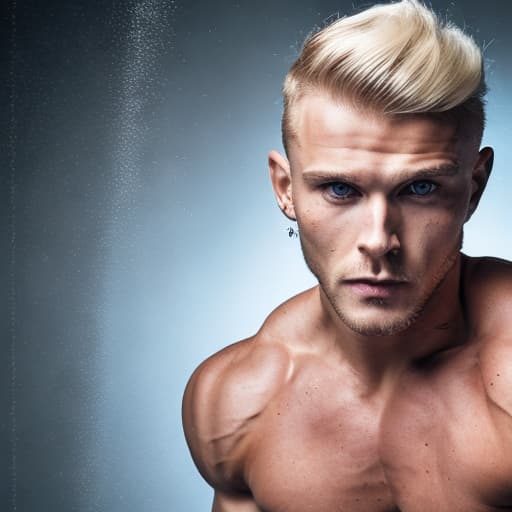 portrait+ style Russian queer fitness model blonde hunk dilf dude face