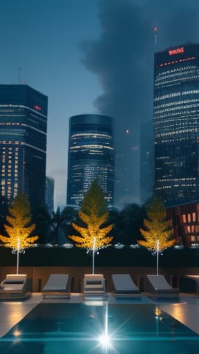  modern city plaza, glass, chrome, water features, abstract sculptures, golden hour, hyperrealistic, high quality, highly detailed, cinematic lighting, intricate, sharp focus, f/1. 8, 85mm, (centered image composition), (professionally color graded), ((bright soft diffused light)), volumetric fog, trending on instagram, HDR 4K, 8K