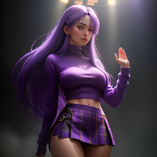  1girl, old, with long hair purple, in apurple long sleeve sweater, in a short purple skirt, in purple underpants, raises his hands in front of the skirt and shows his underpants,view from the front,old hyperrealistic, full body, detailed clothing, highly detailed, cinematic lighting, stunningly beautiful, intricate, sharp focus, f/1. 8, 85mm, (centered image composition), (professionally color graded), ((bright soft diffused light)), volumetric fog, trending on instagram, trending on tumblr, HDR 4K, 8K