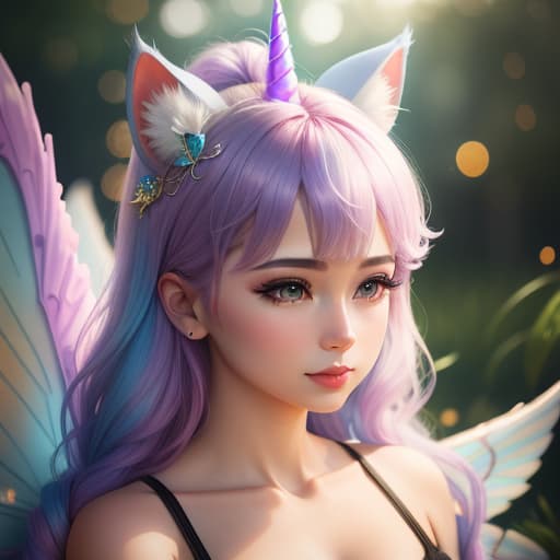  kitten with unicorn horn on head, fairy wings on back, and fish tail, hyperrealistic, high quality, highly detailed, perfect lighting, intricate, sharp focus, f/1. 8, 85mm, (centered image composition), (professionally color graded), ((bright soft diffused light)), trending on instagram, HDR 4K, 8K