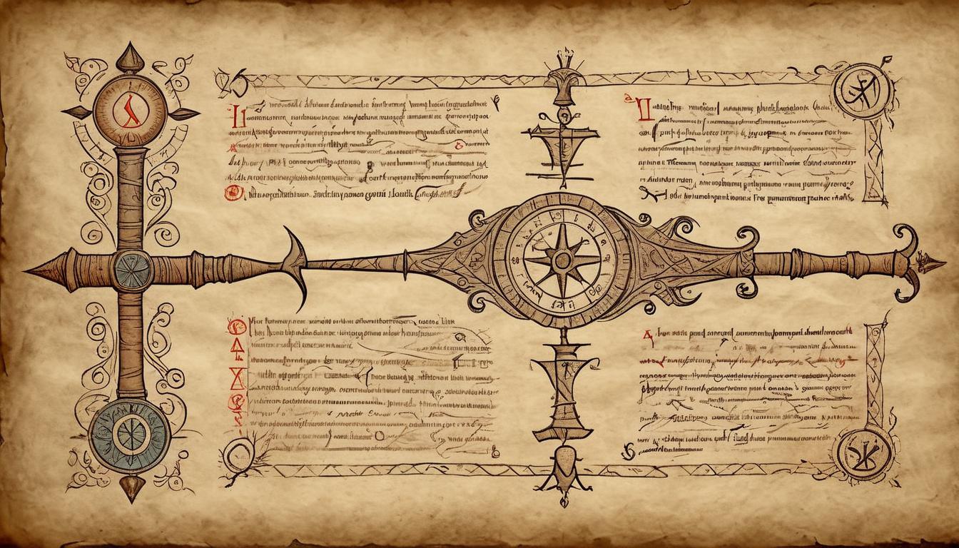  on parchment, surrealism+++, Ancient scroll with glowing runes, detailed sigils, scroll slightly unfurled, sense of purpose, destiny, profound importance(mysterious, provocative, symbolic,muted color)+++