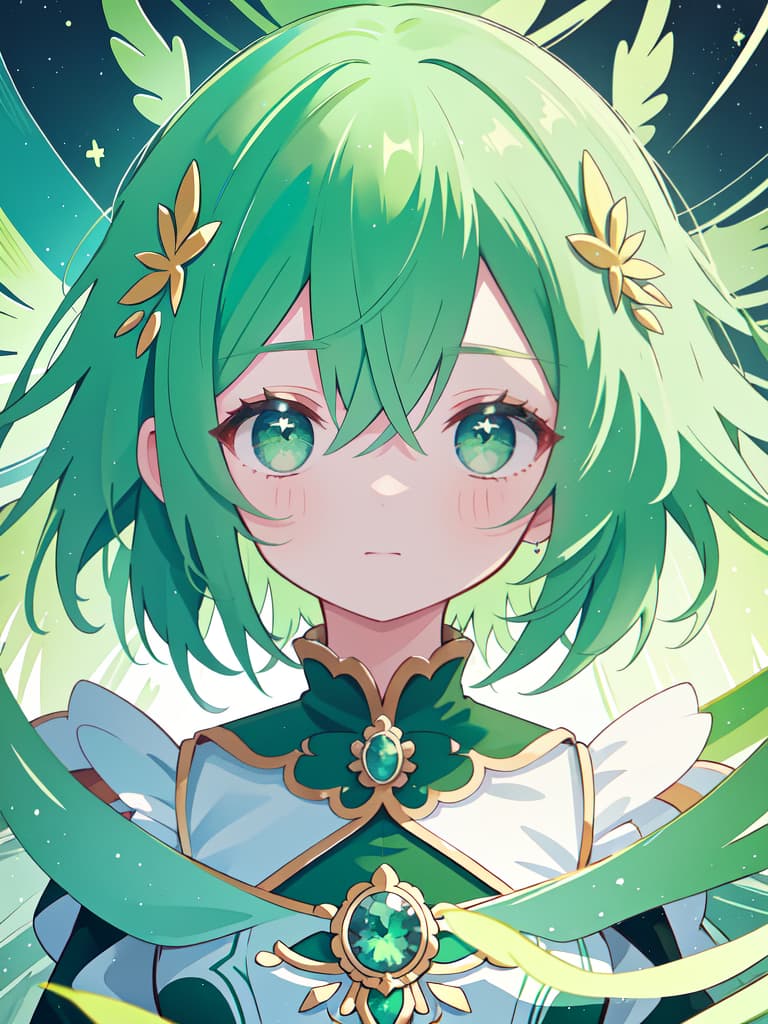  Green hair character in the center of the world, masterpiece, best quality,8k,ultra detailed,high resolution,an extremely delicate and beautiful,hyper detail