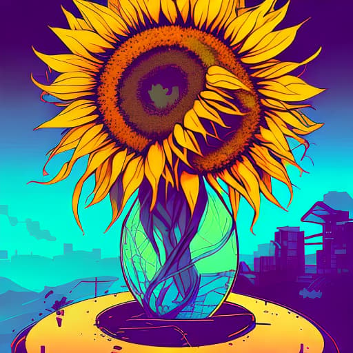 nvinkpunk whimsical nature sunflower vibrant