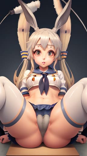  Shimakaze loli big eyes. Stretched and tight pussy. , masterpieces, top quality, best quality, official art, beautiful and aesthetic, realistic, 4K, 8K