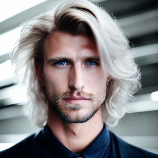 portrait+ style Russian queer supermodel blonde hunk dilf dude face