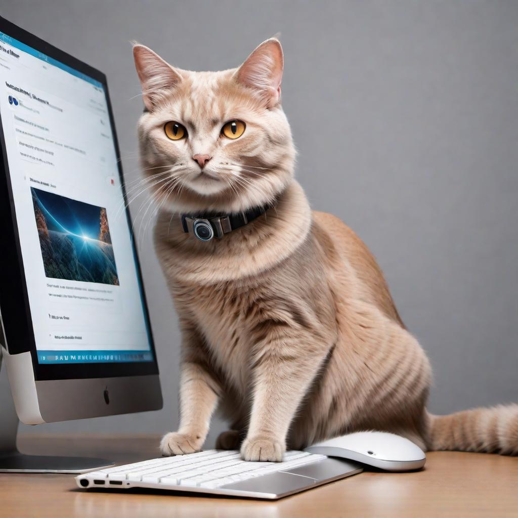  A lighthearted meme featuring a cat with a comically perplexed look at a computer screen, captioned with 'When you find out that your human has an entire Instagram dedicated to your naps'. Humorous and playful vibe. hyperrealistic, full body, detailed clothing, highly detailed, cinematic lighting, stunningly beautiful, intricate, sharp focus, f/1. 8, 85mm, (centered image composition), (professionally color graded), ((bright soft diffused light)), volumetric fog, trending on instagram, trending on tumblr, HDR 4K, 8K