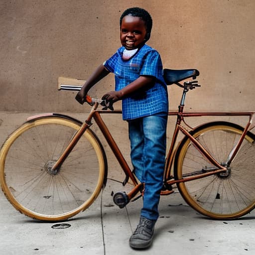 lnkdn photography niño africano con una bicicleta de madera