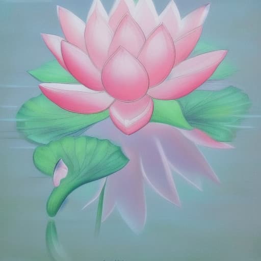  Image of 1 white lotus flower in heaven with serenity tone and holy spirituality mood create overall image in very lovely pastel palette