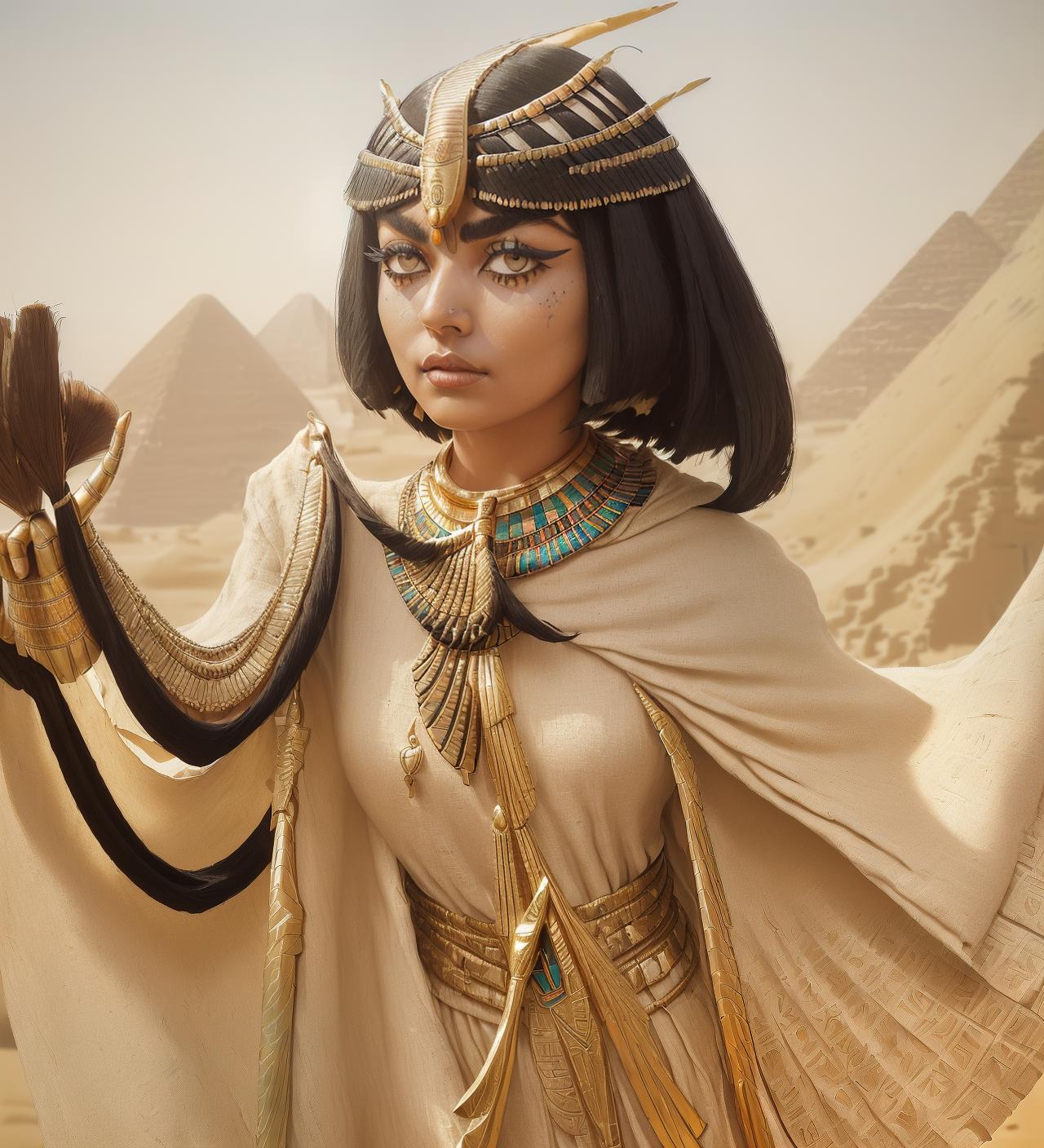  breathtaking (((Egyptian 60’s bob black hair exotic papyrus toga linen dress bird of paradise soft focus desert sand river cape heavy jewelry eyeliner royal headdress salts reeds silk gold armlet arm wrap nail polish leather armor ))) . award winning, professional, highly detailed