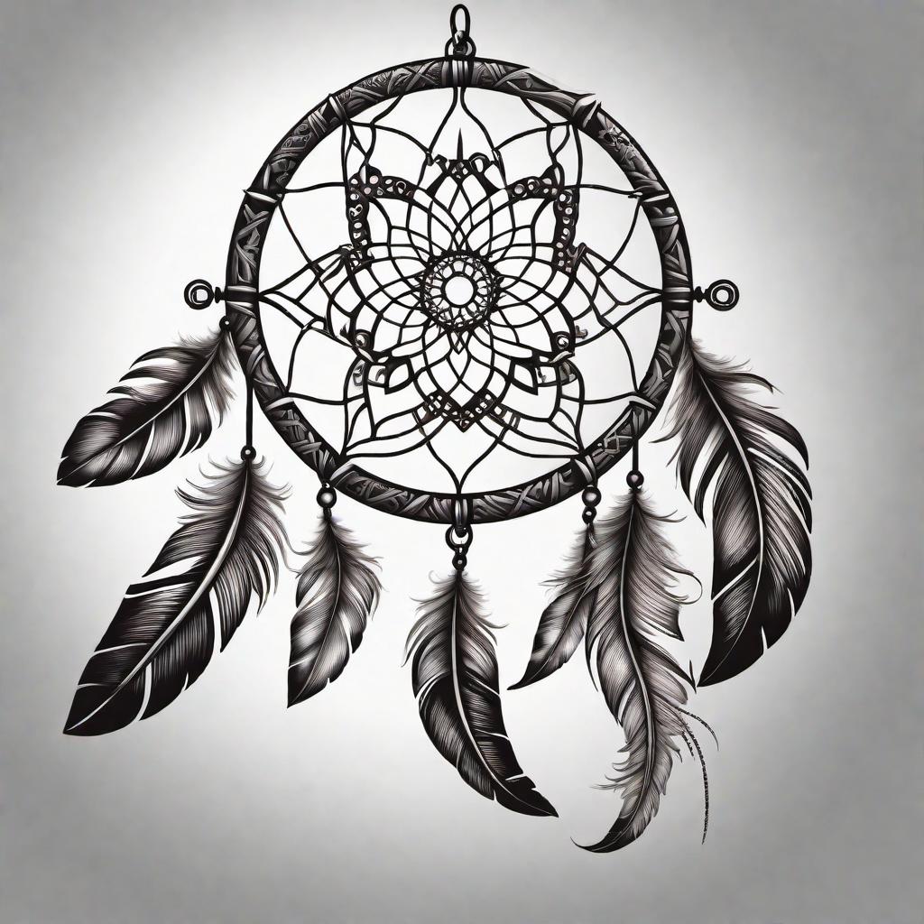  Tattoo design with the phrase 'if you have a dream chase it, ‘cause a dream won��t chase you back.' The design should integrate inspiring elements like dream catchers, feathers, stars, or other dreamy elements that represent pursuit and ambition. The text should be elegant, possibly in a cursive or handwritten style, and harmonize well with the surrounding imagery. hyperrealistic, full body, detailed clothing, highly detailed, cinematic lighting, stunningly beautiful, intricate, sharp focus, f/1. 8, 85mm, (centered image composition), (professionally color graded), ((bright soft diffused light)), volumetric fog, trending on instagram, trending on tumblr, HDR 4K, 8K