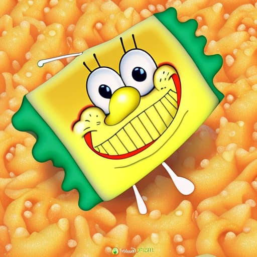  Sponge Bob is eats rice