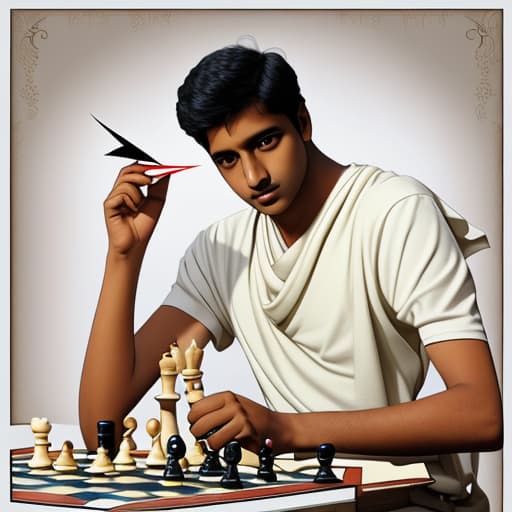  Indian guy playing chess on a paper plane