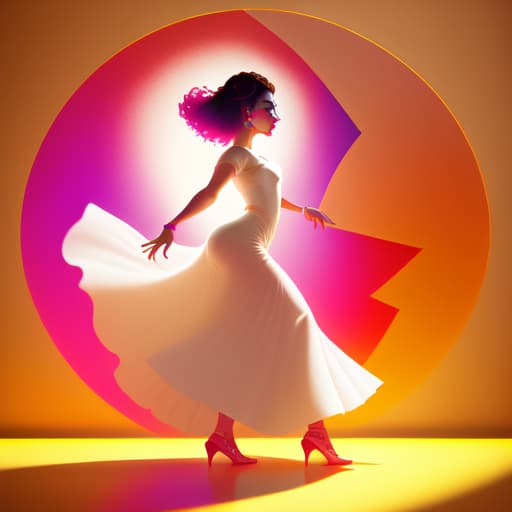 in OliDisco style sombra de mujer bailando flamenco sobre fondo de color crema